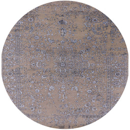 Round Mid-Century Modern Puce Purple Oriental Rug, urb2516