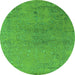 Round Oriental Green Industrial Rug, urb2516grn