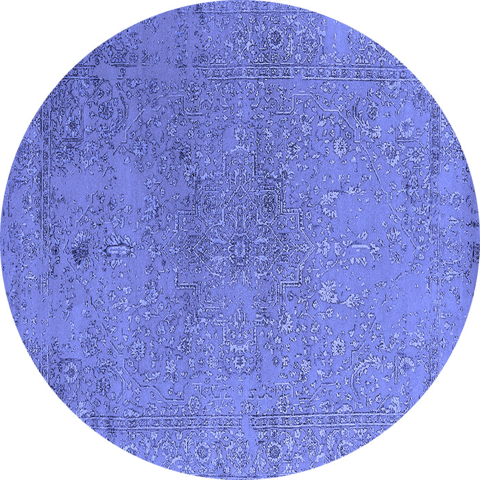 Round Oriental Blue Industrial Rug, urb2516blu