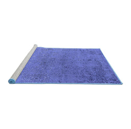 Sideview of Machine Washable Oriental Blue Industrial Rug, wshurb2516blu