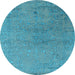 Round Oriental Light Blue Industrial Rug, urb2516lblu