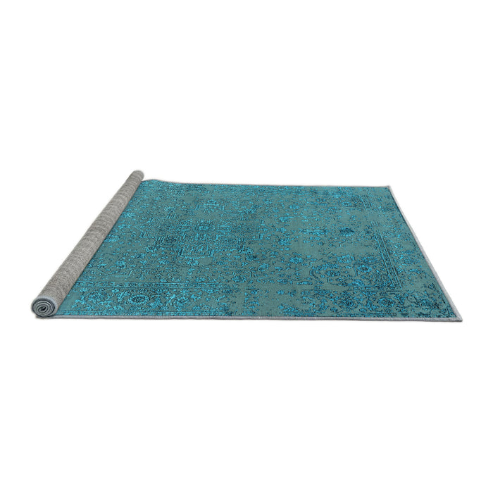 Sideview of Machine Washable Oriental Light Blue Industrial Rug, wshurb2516lblu