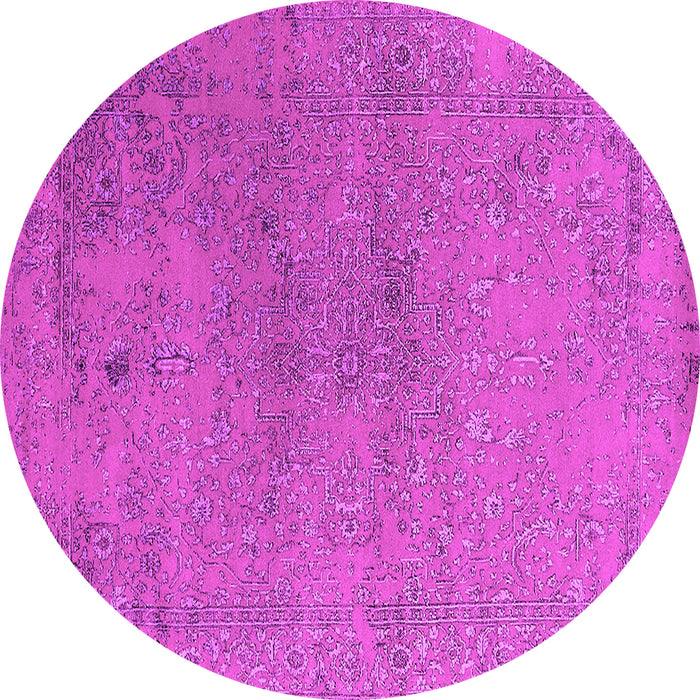 Round Machine Washable Oriental Pink Industrial Rug, wshurb2516pnk