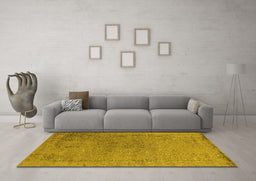 Machine Washable Oriental Yellow Industrial Rug in a Living Room, wshurb2516yw