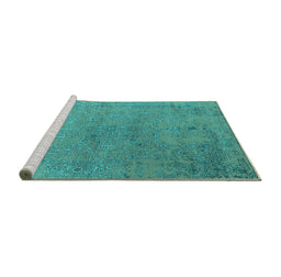 Sideview of Machine Washable Oriental Turquoise Industrial Area Rugs, wshurb2516turq
