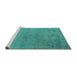 Sideview of Machine Washable Oriental Turquoise Industrial Area Rugs, wshurb2516turq