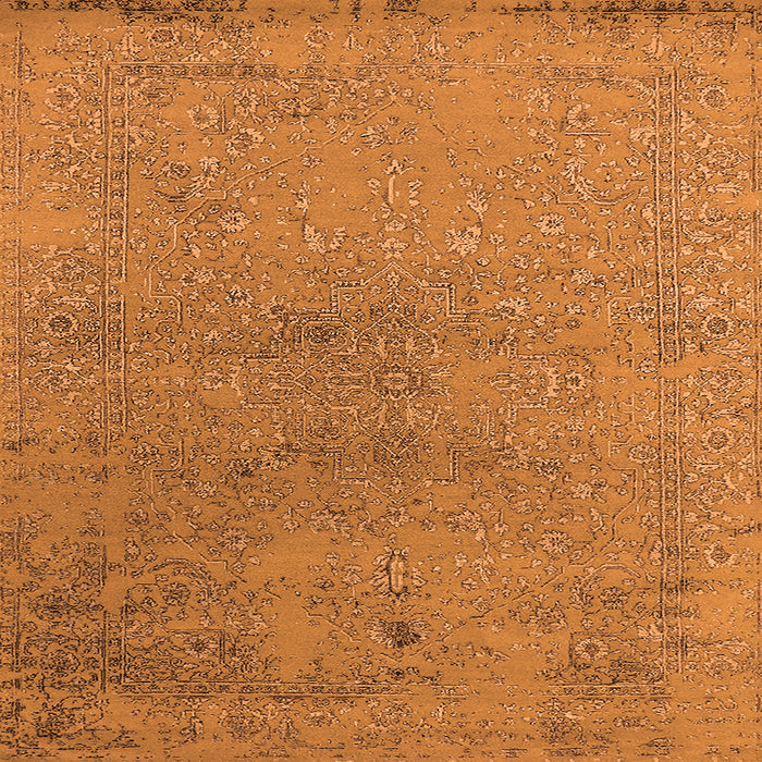 Square Machine Washable Oriental Orange Industrial Area Rugs, wshurb2516org