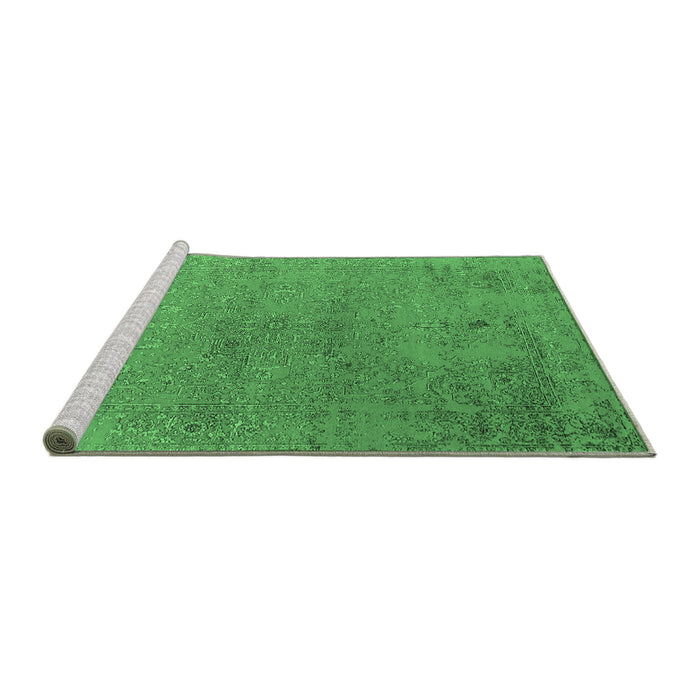 Sideview of Machine Washable Oriental Emerald Green Industrial Area Rugs, wshurb2516emgrn