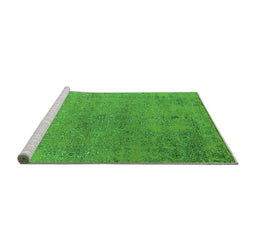 Sideview of Machine Washable Oriental Green Industrial Area Rugs, wshurb2516grn