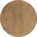 Round Machine Washable Oriental Brown Industrial Rug, wshurb2516brn