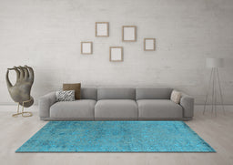 Machine Washable Oriental Light Blue Industrial Rug in a Living Room, wshurb2516lblu