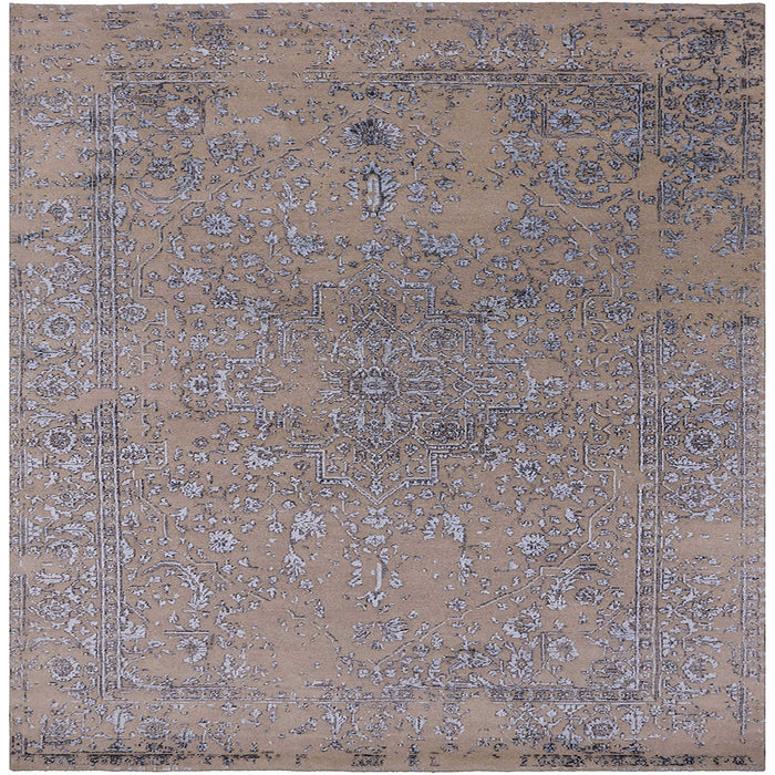 Square Mid-Century Modern Puce Purple Oriental Rug, urb2516