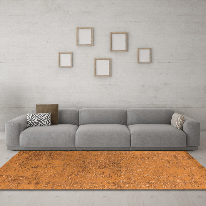 Machine Washable Oriental Orange Industrial Area Rugs in a Living Room, wshurb2516org