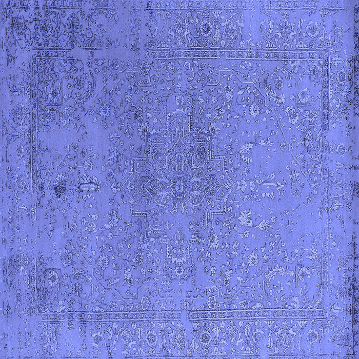 Square Machine Washable Oriental Blue Industrial Rug, wshurb2516blu