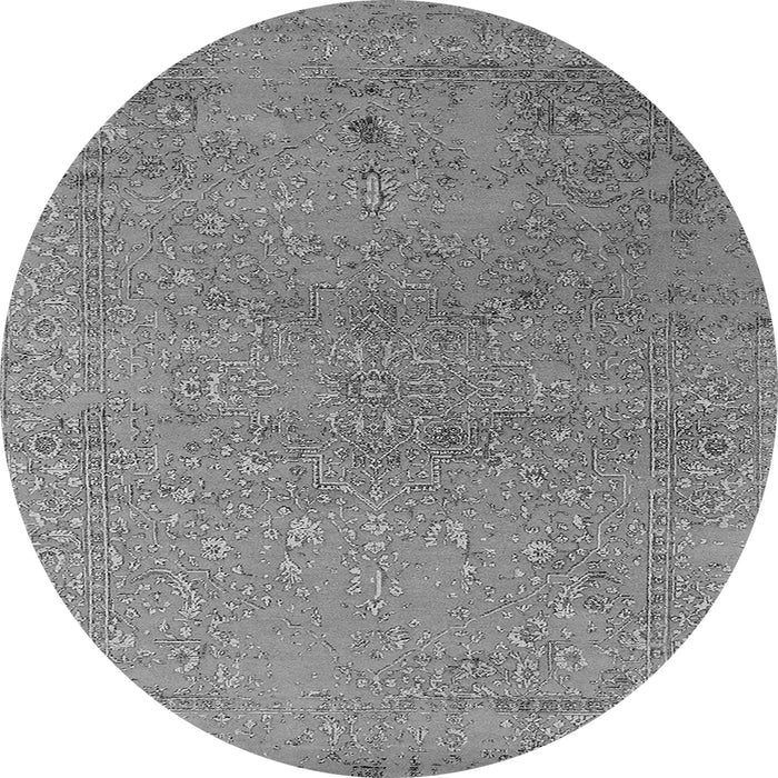 Round Machine Washable Oriental Gray Industrial Rug, wshurb2516gry
