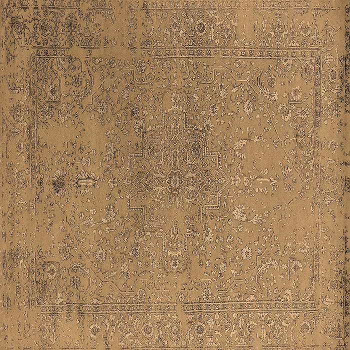 Square Machine Washable Oriental Brown Industrial Rug, wshurb2516brn