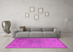 Machine Washable Oriental Pink Industrial Rug in a Living Room, wshurb2516pnk