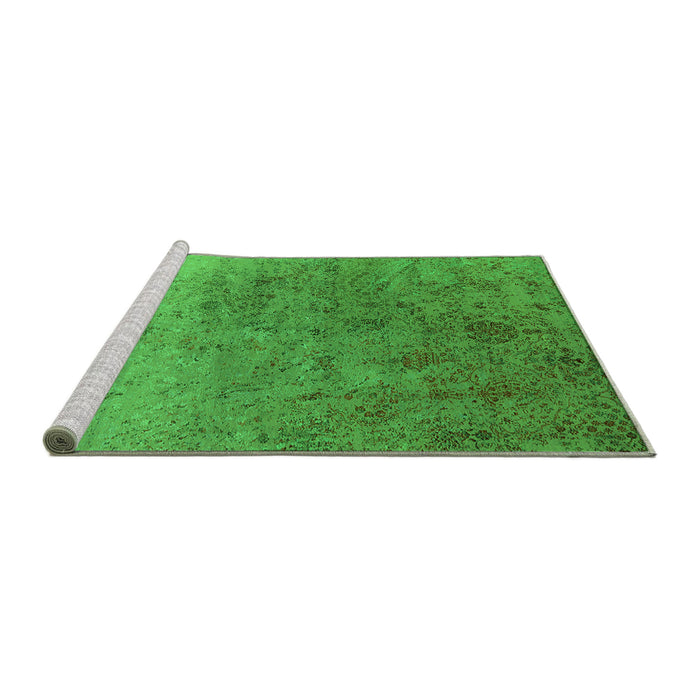 Sideview of Machine Washable Oriental Green Industrial Area Rugs, wshurb2517grn
