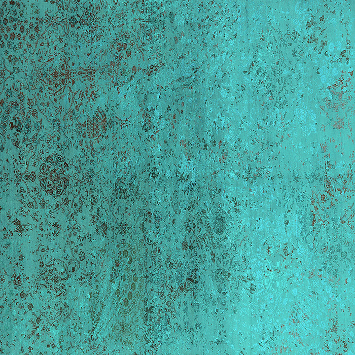 Square Oriental Turquoise Industrial Rug, urb2517turq
