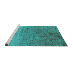 Sideview of Machine Washable Oriental Turquoise Industrial Area Rugs, wshurb2517turq
