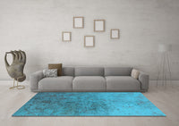 Machine Washable Oriental Light Blue Industrial Rug, wshurb2517lblu