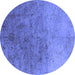 Round Oriental Blue Industrial Rug, urb2517blu