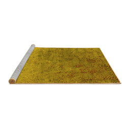 Sideview of Machine Washable Oriental Yellow Industrial Rug, wshurb2517yw