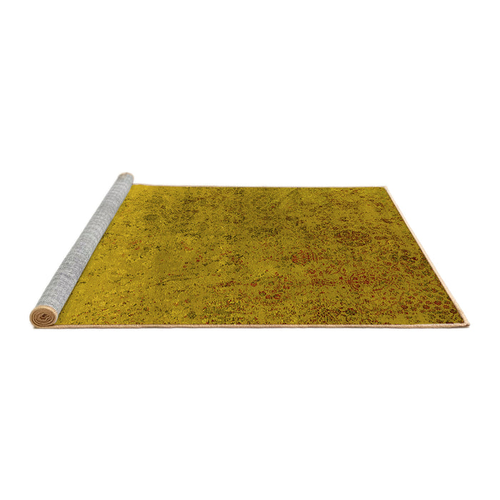 Sideview of Machine Washable Oriental Yellow Industrial Rug, wshurb2517yw