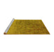 Sideview of Machine Washable Oriental Yellow Industrial Rug, wshurb2517yw