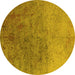 Round Oriental Yellow Industrial Rug, urb2517yw