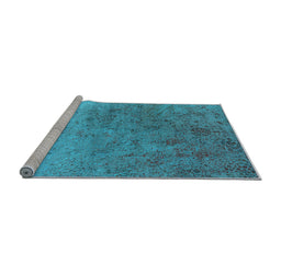 Sideview of Machine Washable Oriental Light Blue Industrial Rug, wshurb2517lblu