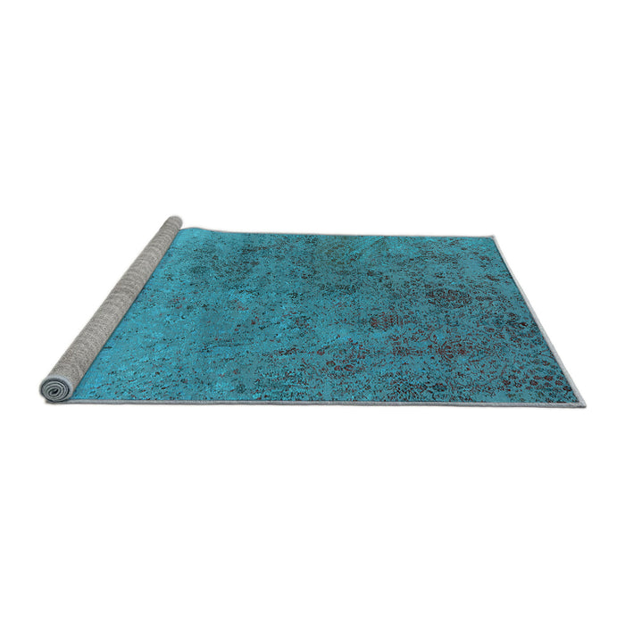 Sideview of Machine Washable Oriental Light Blue Industrial Rug, wshurb2517lblu