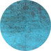 Round Oriental Light Blue Industrial Rug, urb2517lblu