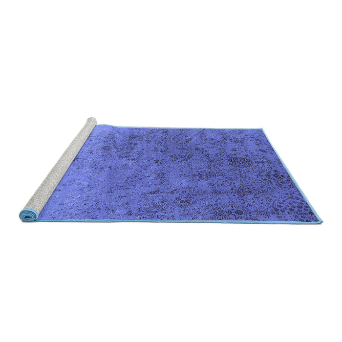 Sideview of Machine Washable Oriental Blue Industrial Rug, wshurb2517blu