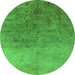 Round Oriental Green Industrial Rug, urb2517grn