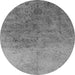 Round Machine Washable Oriental Gray Industrial Rug, wshurb2517gry