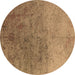 Round Oriental Brown Industrial Rug, urb2517brn