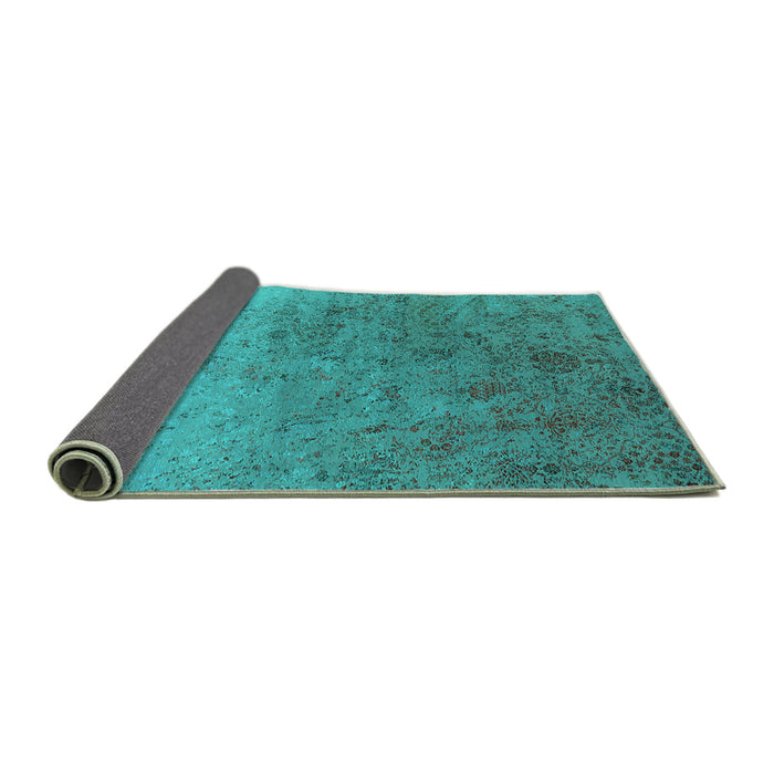 Sideview of Oriental Turquoise Industrial Rug, urb2517turq