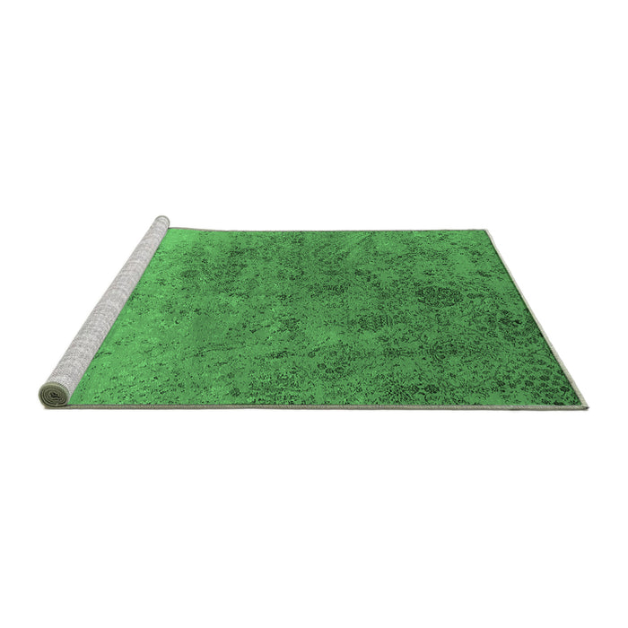 Sideview of Machine Washable Oriental Emerald Green Industrial Area Rugs, wshurb2517emgrn