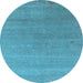 Round Oriental Light Blue Industrial Rug, urb2518lblu