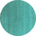 Round Oriental Turquoise Industrial Rug, urb2518turq