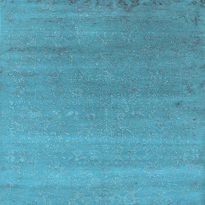 Square Machine Washable Oriental Light Blue Industrial Rug, wshurb2518lblu