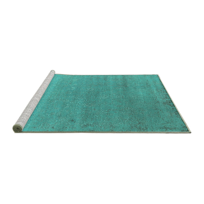 Sideview of Machine Washable Oriental Turquoise Industrial Area Rugs, wshurb2518turq