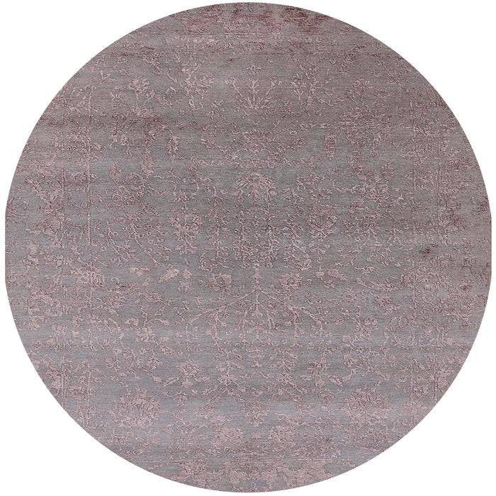 Round Machine Washable Industrial Modern Rose Dust Purple Rug, wshurb2518