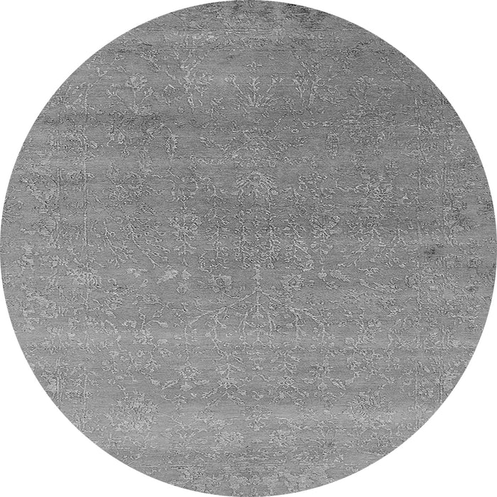 Round Machine Washable Oriental Gray Industrial Rug, wshurb2518gry