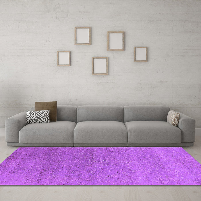 Machine Washable Oriental Purple Industrial Area Rugs in a Living Room, wshurb2518pur