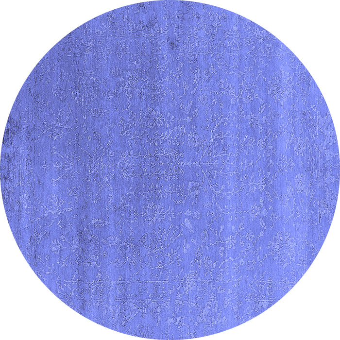 Round Oriental Blue Industrial Rug, urb2518blu