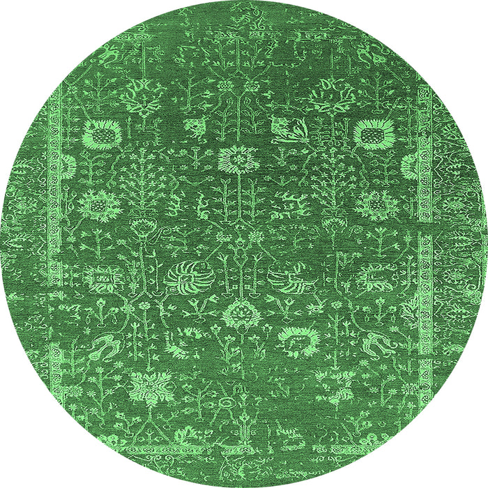 Round Oriental Emerald Green Industrial Rug, urb2519emgrn