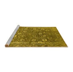 Sideview of Machine Washable Oriental Yellow Industrial Rug, wshurb2519yw