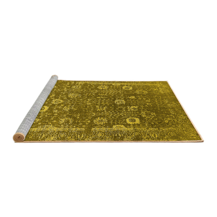 Sideview of Machine Washable Oriental Yellow Industrial Rug, wshurb2519yw